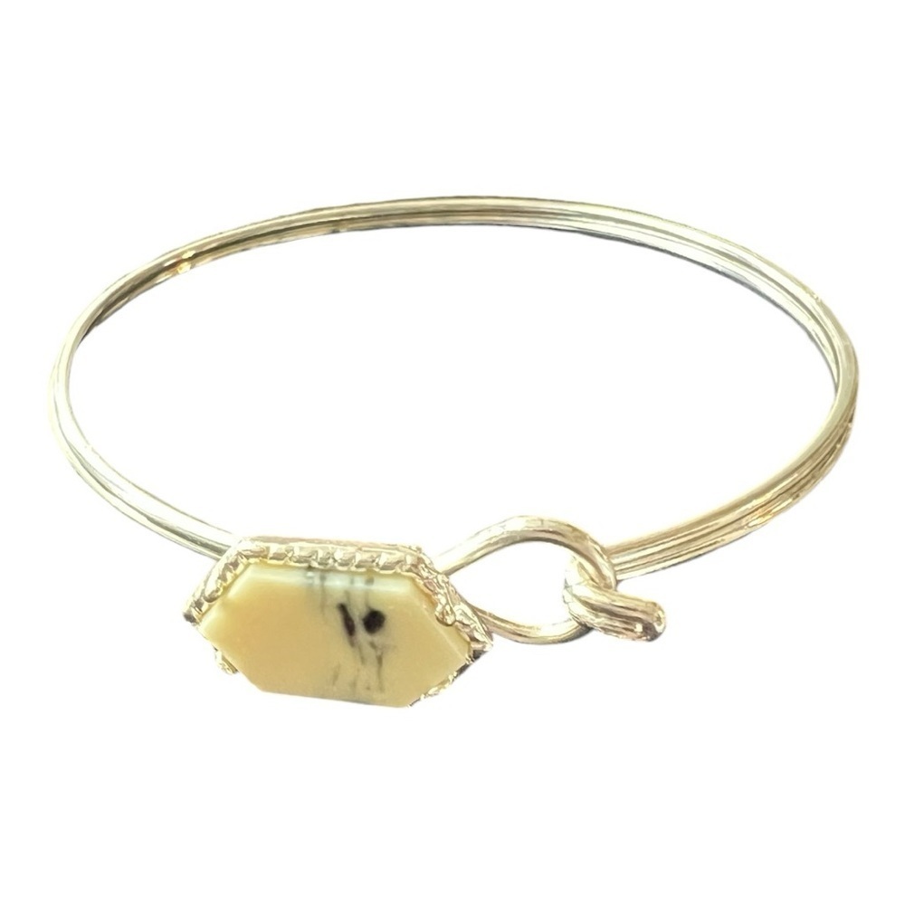Agate Bangle Bracelet with Cream Stone
